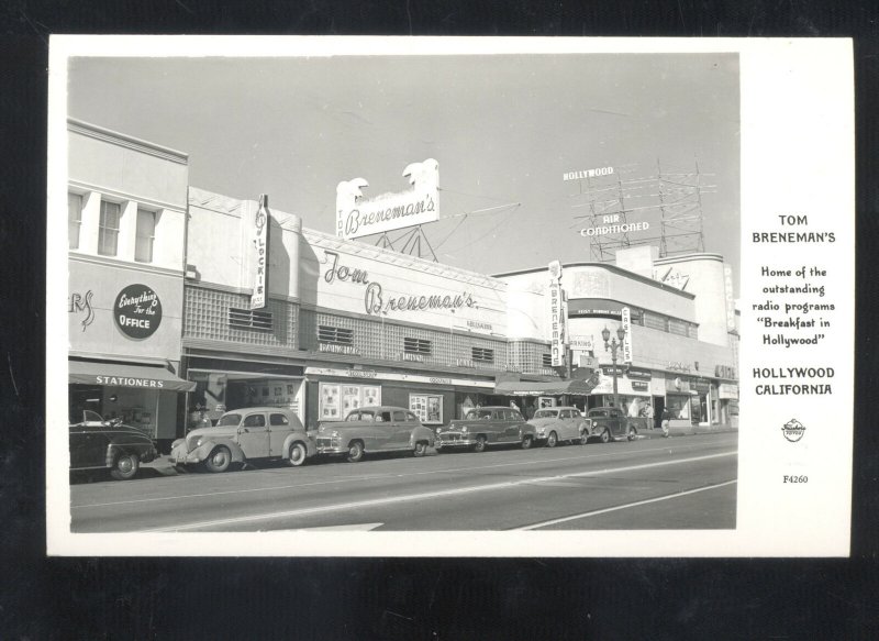 RPPC HOLLYWOOD CALIFORNIA DOWNTOWN STREET SCENE CARS REAL PHOTO POSTCARD 