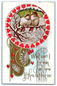 1964 Valentine Love Birds Snowfalls Hearts Girls Scout Loveland CO Postcard 