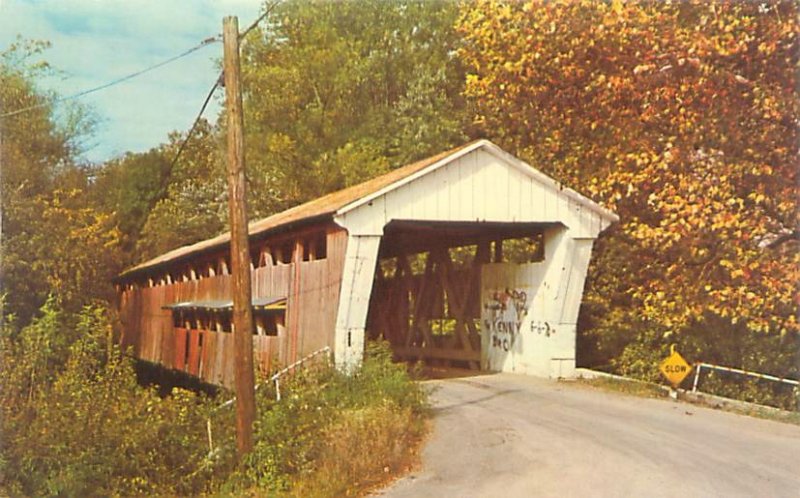 Spencerville Indiana St Joseph River Covered Bridge Chrome Postcard Unused