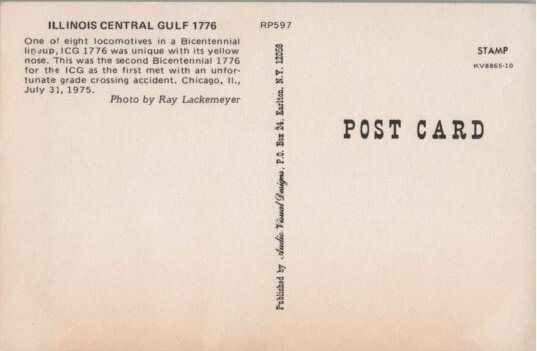 Illinois Central Gulf Railroad 1776 BiCentennial Commemorative Engine