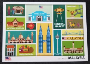 [AG] P345 Malaysia Tourism Spot Fruit Eagle Bridge Tower Mosque (postcard) *New