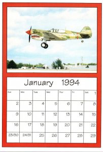 Airplanes 1994 Calendar Card January AirShow '94 Oshkosh Wisconsin Curti...