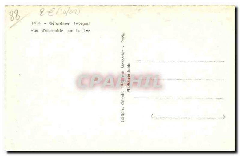 Old Postcard Gerardmer Vosges Overview Lake