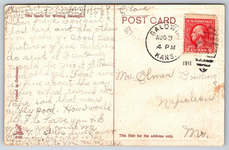 Patriotic Song~Columbia The Gem Of The Ocean~Battleship~Flags~Gold~Emboss~1911