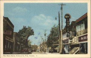 Victoriaville Quebec Street Scene Car Theatre Vintage Postcard