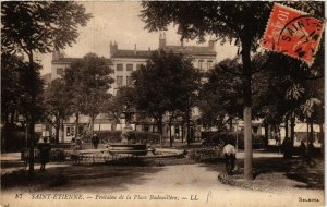 CPA St-ÉTIENNE Fontaine de la Place Badouillere (400022)