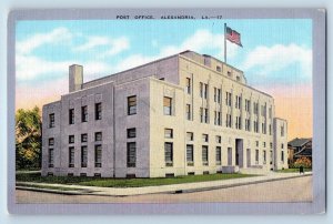 Alexandria Louisiana LA Postcard Post Office Building Exterior View 1940 Vintage