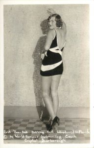 RPPC 1st Sun-Back Bathing Suit by Swim Coach Crystal Scarborough, on Pin-Up Girl