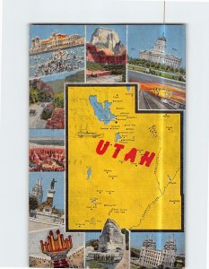 Postcard Map & Attractions Utah USA