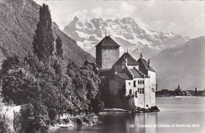 Switzerland Chateau de Chillon et Dents du Midi 1954 Photo