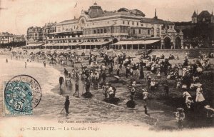 France Biarritz La Grande Plage Vintage Postcard C299