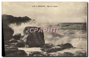 Postcard Old Island Brehat Effect of Waves