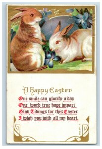 c.1910 Winsch Back Easter Rabbits Bunnies Red Eyes Vintage Postcard F50