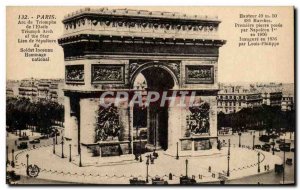 Old Postcard Paris Arc De Triomphe From & # 39Etoile