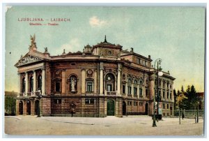 c1910 View of Laibach Gledisce Theatre Ljubljana Slovenia Antique Postcard