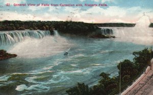 Niagara Falls Canada, 1916 General View Of Falls Canadian Side Vintage Postcard