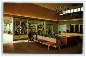 Glass House Restaurant Indiana Toll Road Postcard Interior View Gift Shop Lobby