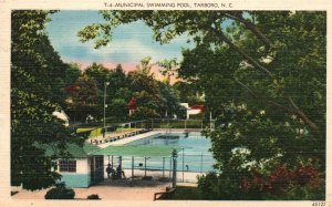 Vintage Postcard 1940's Municipal Swimming Pool Tar River Tarboro North Carolina