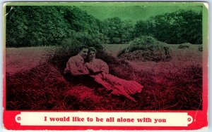 Postcard - I would like to be all alone with you with Lovers Picture