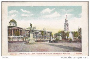 National Gallery & Gordons Statue, Trafalgar Square, London, England, UK, 190...