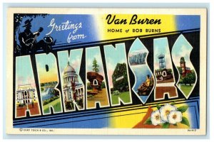c1940's Greetings From Van Buren Arkansas AR, Large Letters Postcard