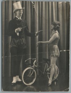 BICYCLE CIRCUS CYCLISTS ANTIQUE REAL PHOTO POSTCARD RPPC