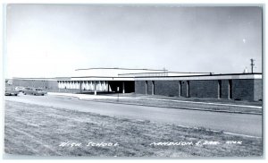 c1950's High School Building Cars Madison South Dakota SD RPPC Photo Postcard