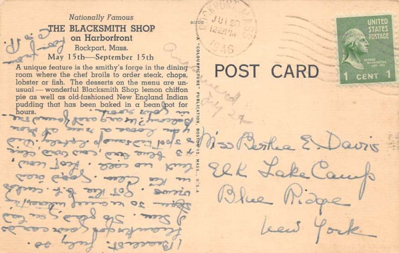 Rockport Massachusetts The Blacksmith Shop Vintage Postcard AA65441 