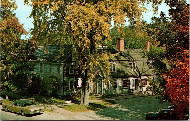 Hall Tavern Gift Shop Historic Deerfield Massachusetts MA Old Car VTG Postcard 