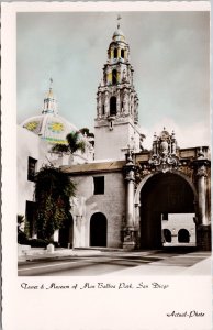 San Diego CA Tower & Museum of Man Balboa Park Unused RPPC Postcard H59
