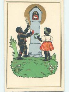 Pre-Linen black americana postcard J5134