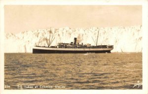 RPPC S.S. Yukon at Columbia Glacier, Alaska Sawyers c1930s Vintage Postcard