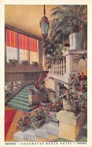 Chicago Illinois~Edgewater Beach Hotel Entrance~Colorful Flowers Displayed~1940s