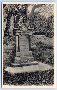 BARBADOS Tomb of Ferdinando Paleologus St. John's Church B.W.I. Postcard