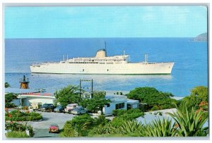 1967 MS Victoria Entering Harbor Steamship St Thomas Virgin Islands VI Postcard