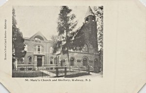RAHWAY New Jersey NJ~ST MARY'S CATHOLIC CHURCH & RECTORY~1900s POSTCARD