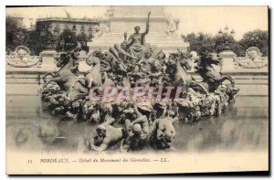 Postcard Old Bordeaux Girondins Monument detail