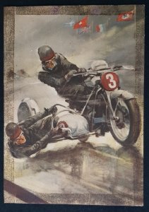 GERMANY THIRD 3rd REICH ORIGINAL POSTCARD MOTORBIKE SIDECAR CHAMPIONSHIP 1937