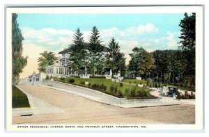 HAGERSTOWN, Maryland MD ~ BYRON RESIDENCE North & Potomac Street c1920s Postcard