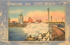 1940s Long Beach California Breakers rainbow Pier  Postcard Gardner 24-11706