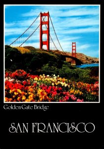 California San Francisco Golden Gate Bridge and Flowers In Foreground