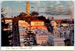 Postcard - Coit Tower on Telegraph Hill - San Francisco, California