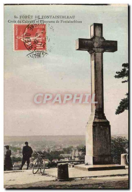 forest of Fontainebleau Old Postcard Cross of Calvary and panorame