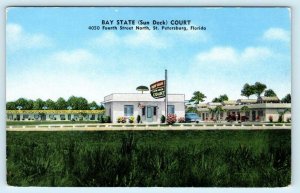 ST. PETERSBURG, Florida FL ~ Roadside BAY STATE COURT c1940s Linen Postcard