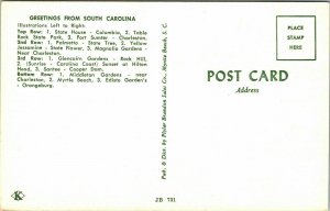 Greetings From South Carolina Palmetto State Postcard Multiview Koppel VTG UNP 