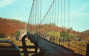 Vintage Postcard View Swinging Bridge Bet. Pikeville & Prestonsburg Eastern KY