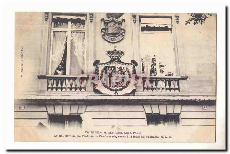 Visit SML Alfonso XIII Paris Postcard Old King behind the Fenetres of & # 39a...