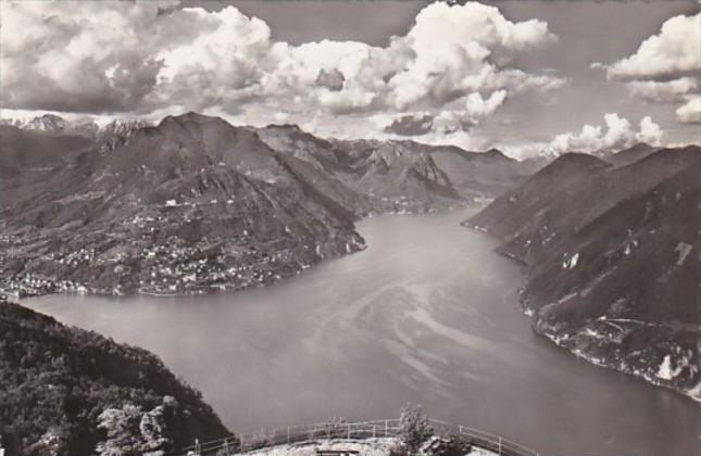 Switzerland Lago di Lugano Monte Bre e sfondo di Porlezza 1952 Photo