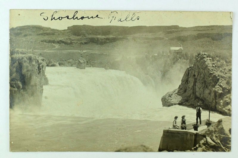 C 1900-10 RPPC People On Flood Valves? At Shoshone Falls Real Photo Postcard F84