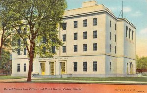 CAIRO, Illinois IL   POST OFFICE & COURT HOUSE Alexander County ca1940s Postcard